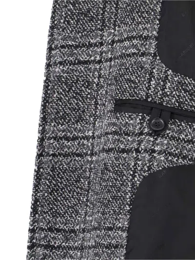 Balenciaga Check Oversize Wool Belted Coat In Gray