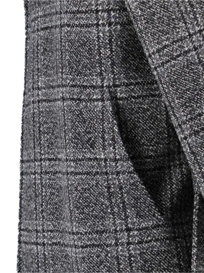 Balenciaga Check Oversize Wool Belted Coat In Gray
