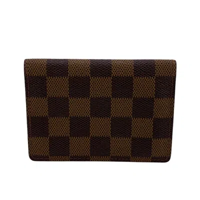 Pre-owned Louis Vuitton Damier Brown Damier Canvas Leather Card Wallet ()