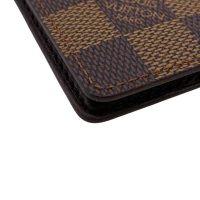 Pre-owned Louis Vuitton Damier Brown Damier Canvas Leather Card Wallet ()