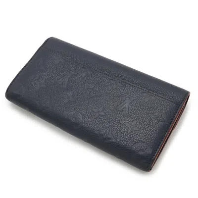 Pre-owned Louis Vuitton Marine Rouge Navy Monogram Empreinte Long Wallet (bi-fold) ()