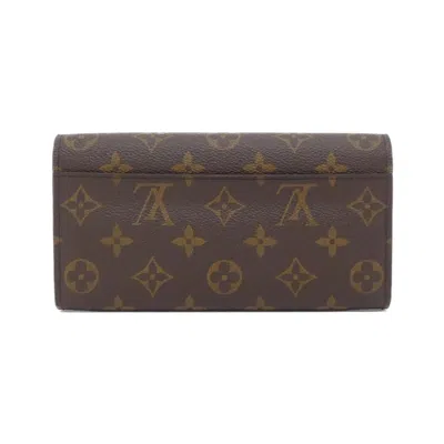 Pre-owned Louis Vuitton Monogram Fuchsia Marron Coated Canvas Long Wallet (bi-fold) ()