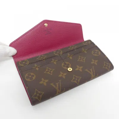 Pre-owned Louis Vuitton Monogram Fuchsia Marron Coated Canvas Long Wallet (bi-fold) ()