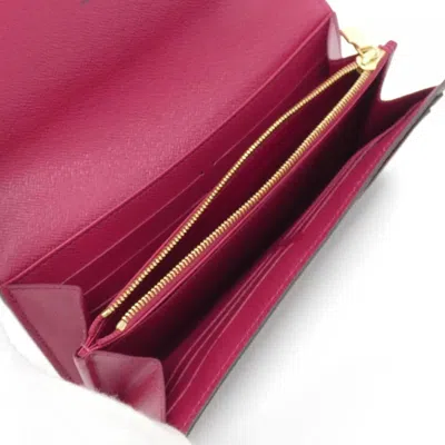 Pre-owned Louis Vuitton Monogram Fuchsia Marron Coated Canvas Long Wallet (bi-fold) ()