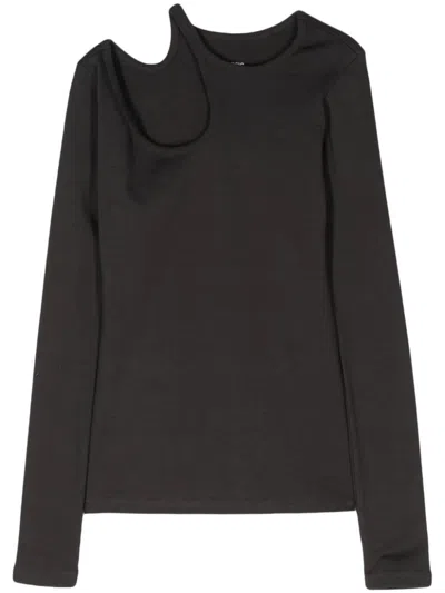 Low Classic Cut-out Detail Top In Gray