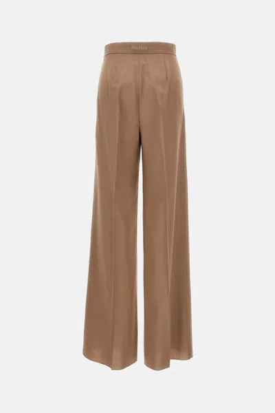 Max Mara Antiqued Silk Satin Fiesta Wide-leg Pant In Brown