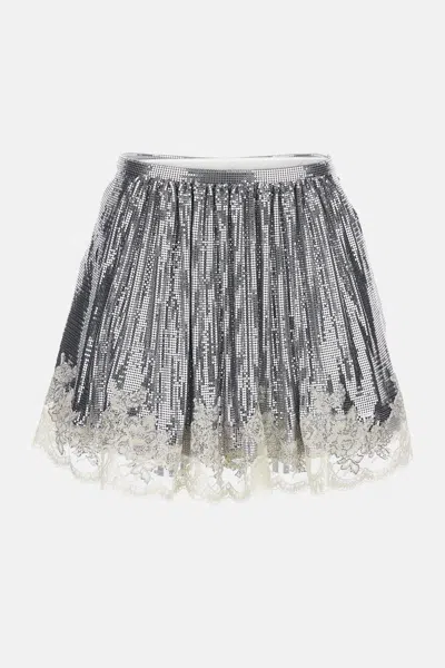 Rabanne Metallic Lace-trimmed Skirt