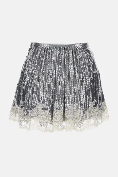 Rabanne Metallic Lace-trimmed Skirt