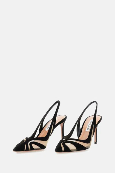 Aquazzura Mesh Panel Pointed Toe Stiletto Heel Pumps