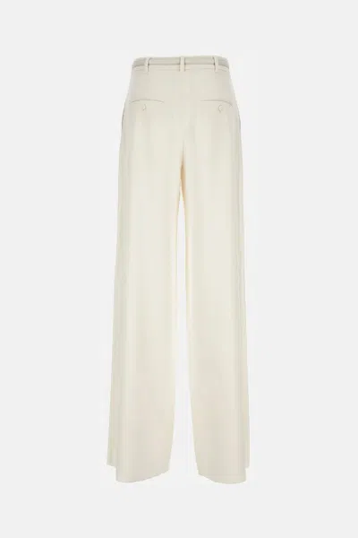 Max Mara Wide Leg Trousers With Leather Belt In White