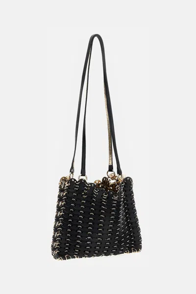 Rabanne Sac A Main Leather Disc Link Shoulder Bag In Black