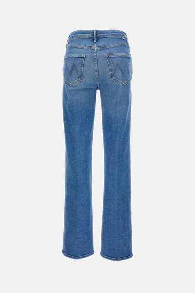 Mother Sky Blue High-rise Straight Jeans In Blue