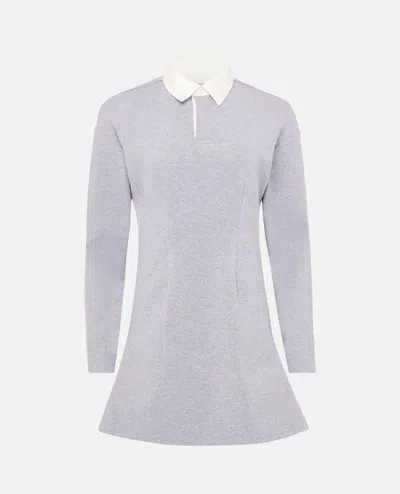 Jw Anderson Mens Mid Grey Melange Regular-fit Long-sleeve Stretch-cotton Blend Midi Polo Dress