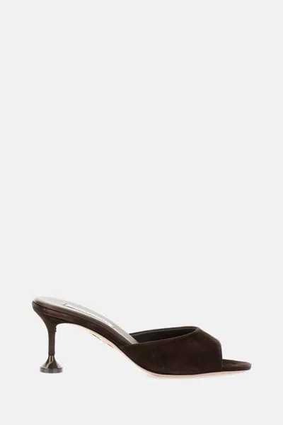 Aquazzura 65mm Bisous Fluted-heel Suede Sandals