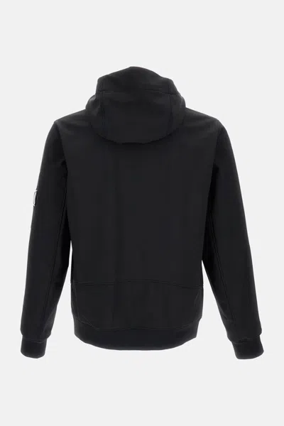 C.p. Company Short Hooded Jacket Zip Pockets In Black