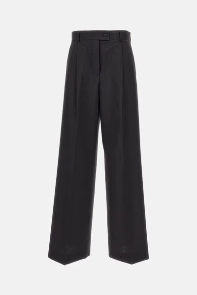 Sportmax Oversized Stretch Wool Trousers In Black