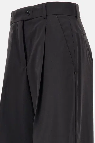 Sportmax Oversized Stretch Wool Trousers In Black