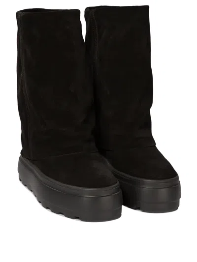 Casadei Black Boots With Turn-up With Platform In Suede Woman In Black