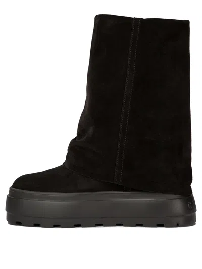 Casadei Black Boots With Turn-up With Platform In Suede Woman In Black