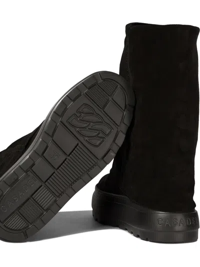 Casadei Black Boots With Turn-up With Platform In Suede Woman In Black
