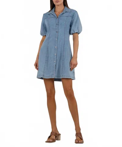 Kut From The Kloth Blanca Denim Mini Shirt Dress In Medium Wash In Blue