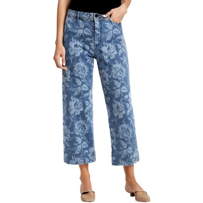 Bagatelle Womens Printed Denim Cropped Jeans In Blue