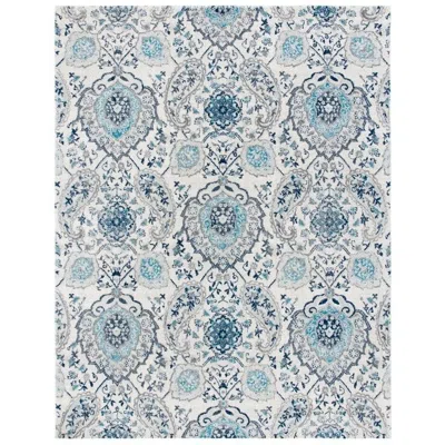 Hivvago 5' X 7' Coastal Blue Grey Damask Indoor Area Rug In Blue