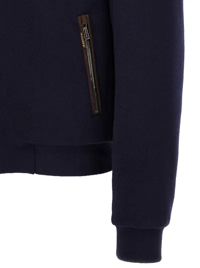 Moorer Padded Fleece Zip-up Jacket With Detachable Faux-fur Collar In Blue