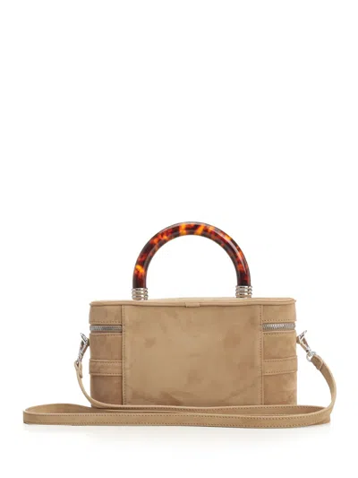 Roger Vivier Belle Vivier Vanity Mini Buckled Suede Clutch In Neutral