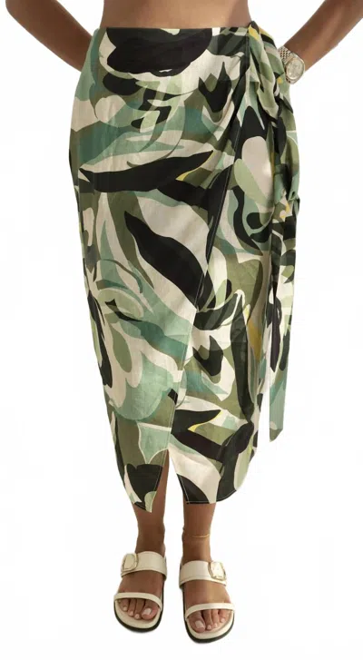 Setre Wrap Midi Skirt In Floral Print In Multi