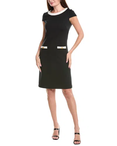 St John Wool-blend Shift Dress In Black