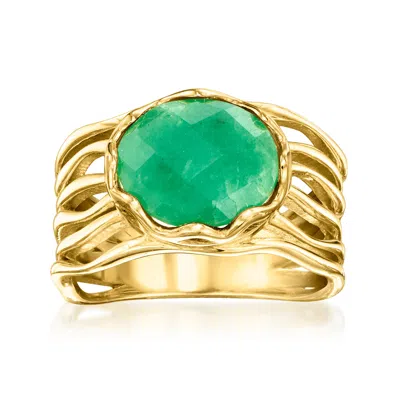 Ross-simons Emerald Multi-row Ring In 18kt Gold Over Sterling