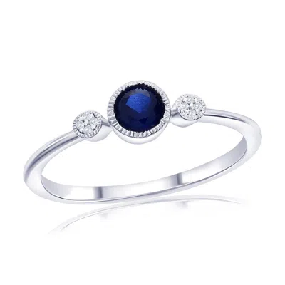 Simona Sterling Silver, Lab-grown Sapphire & Natural Diamond Ring
