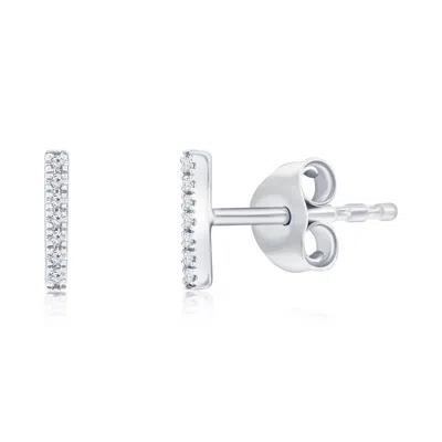 Simona Sterling Silver Vertical Bar Diamond Studs