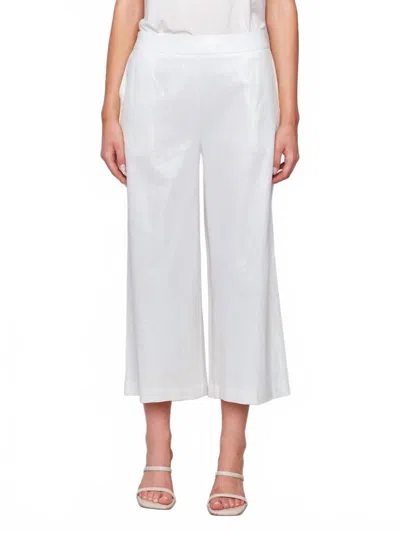 Charlie B Foil Linen Blend Cropped Pull-on Pants In Champagne