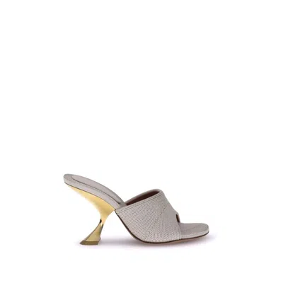 Amina Muaddi Taylor Sandals Geometric Heel In Gray