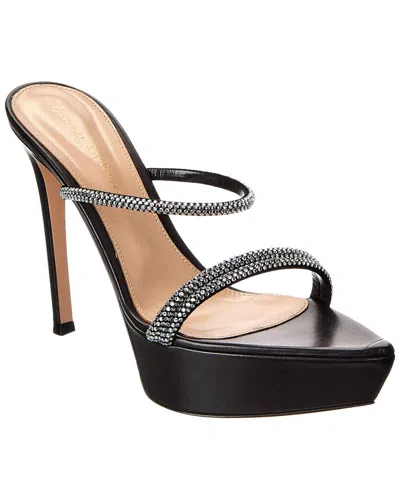 Gianvito Rossi Cannes Crystal-embellished Leather Platform Sandals