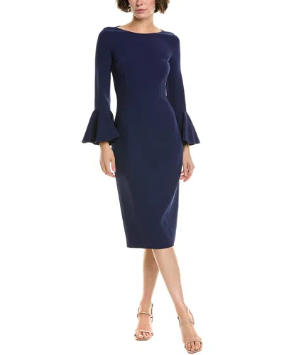 Michael Kors Collection Crepe Wool-blend Sheath Dress In Blue