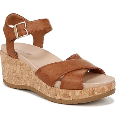 Dr. Scholl's Shoes Citrine Sun Womens Faux Leather Slingback Wedge Sandals