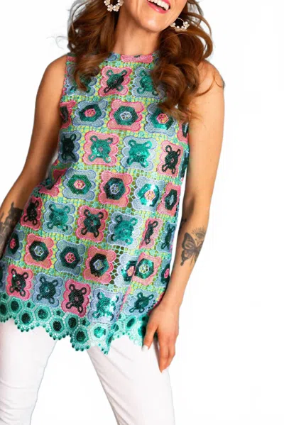 Brianna Cannon Mosaic Tunic In Turquoise