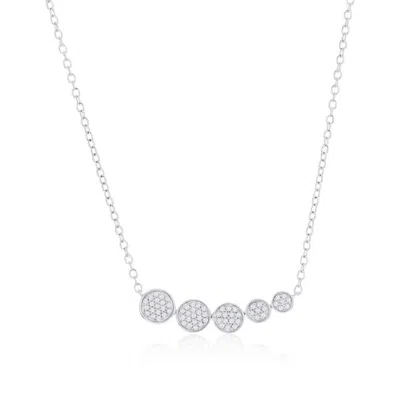 Simona Sterling Silver Round Graduating Bar Diamond Necklace