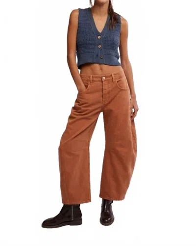 Free People Good Luck Mid Rise Barrel Jeans In Ginger Root In Brown