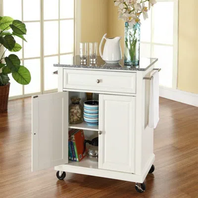 Hivvago White Kitchen Cart With Granite Top And Locking Casters Wheels In White