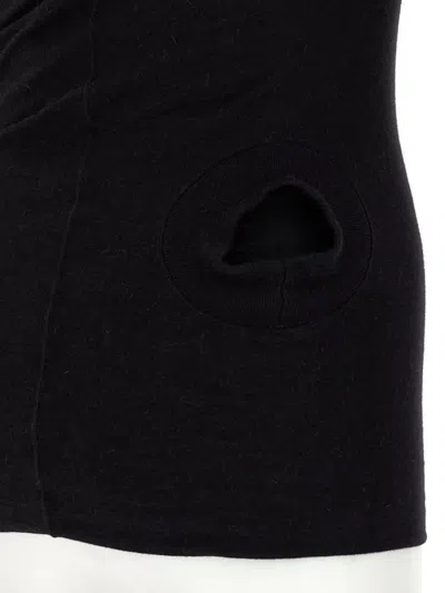 Rick Owens Hollywood Banana Off-shoulder Ruched T-shirt In Black