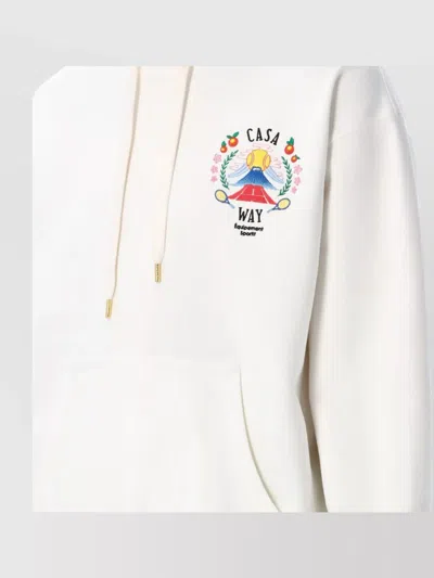Casablanca Cotton Sweatshirt With Front Pocket And Hood In White