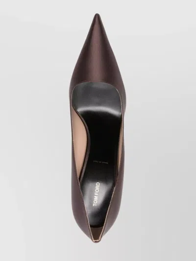 Tom Ford 85mm Betty Satin Pointed-toe Pumps In Brown