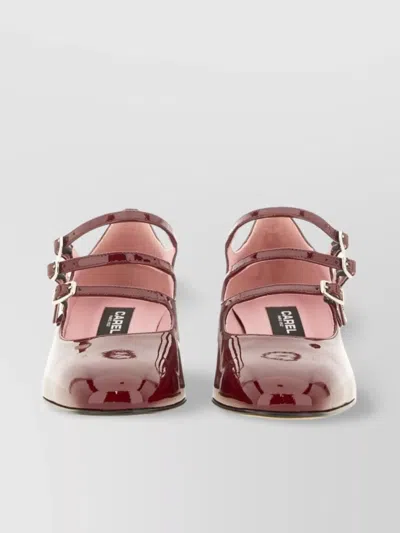 Carel Paris "kina" Block Heel Patent Finish Pumps