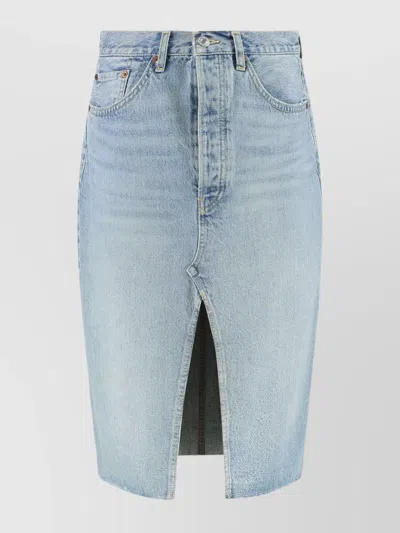 Re/done Denim Skirt With Back Pockets And Front Slit