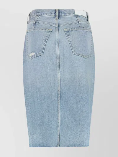 Re/done Denim Skirt With Back Pockets And Front Slit