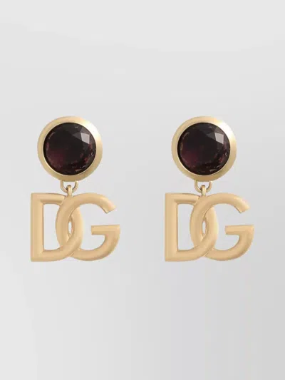 Dolce & Gabbana Logo Gemstone Accent Clip Earrings